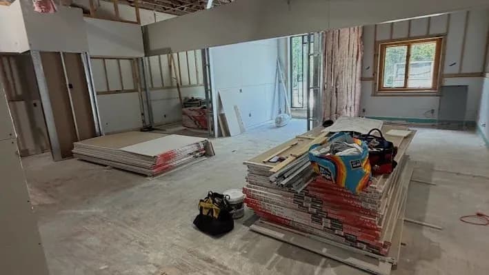 Commercial interior framing and drywall in progress