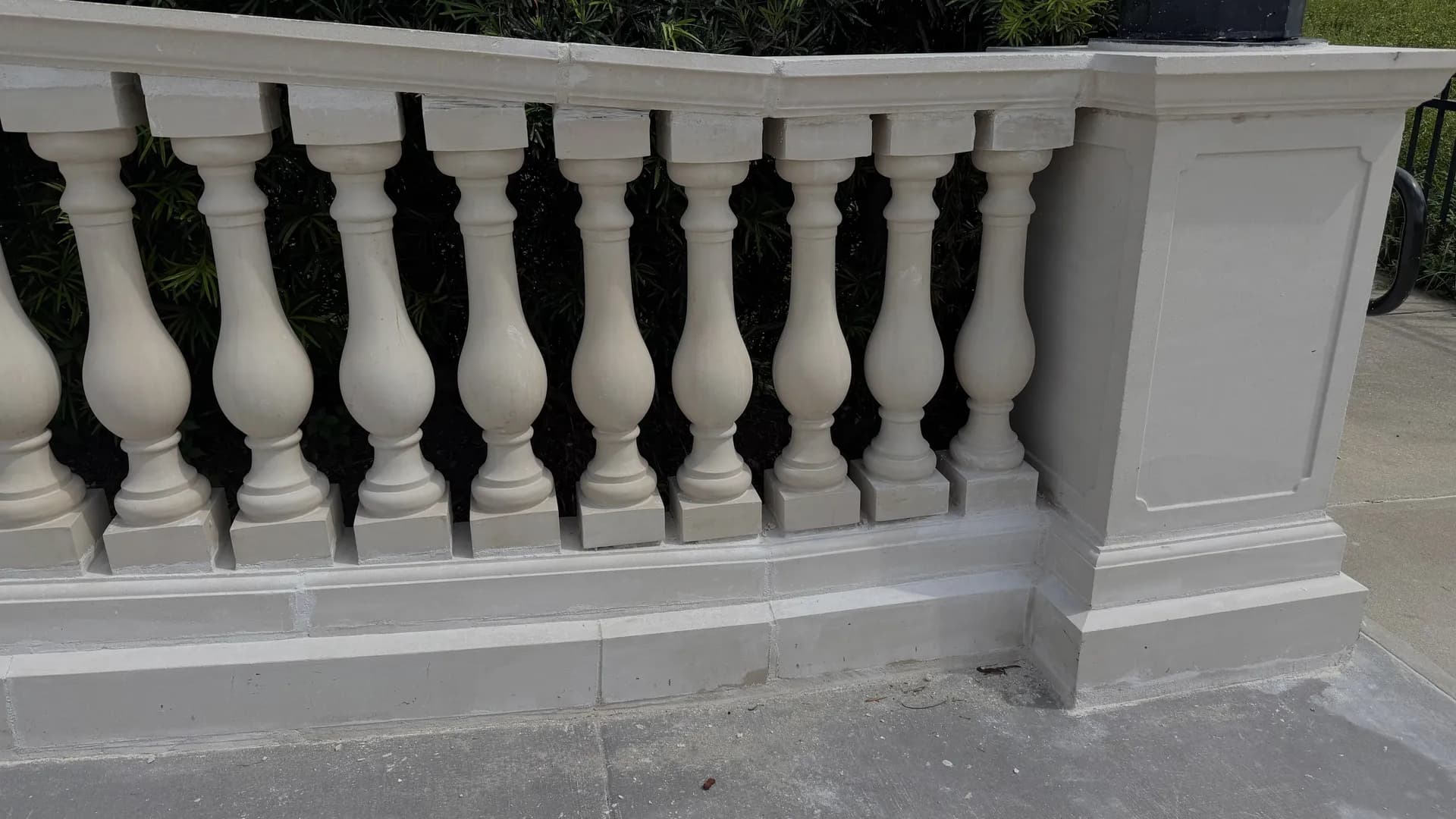 Masonry balustrade and sitework at a commercial property